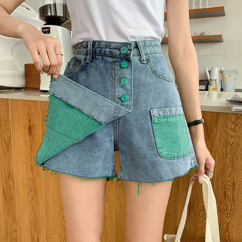 Mini A-Line Denim Skirt Green / S | IFAUN