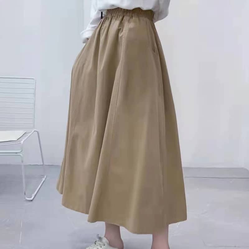 Spring mid-length cotton skirt Khaki / One Size | IFAUN