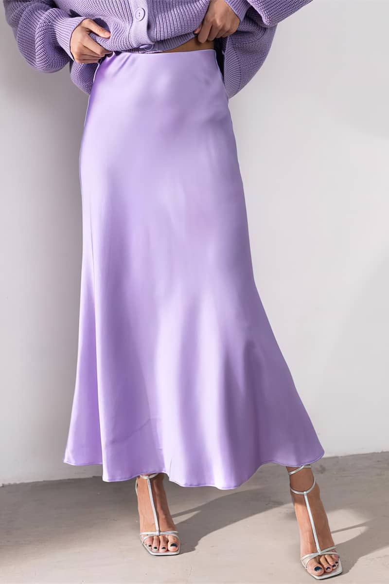 High waist silky drape midi skirt fishtail skirt