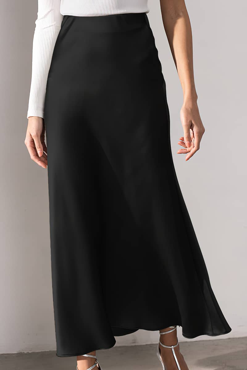 High waist silky drape midi skirt fishtail skirt