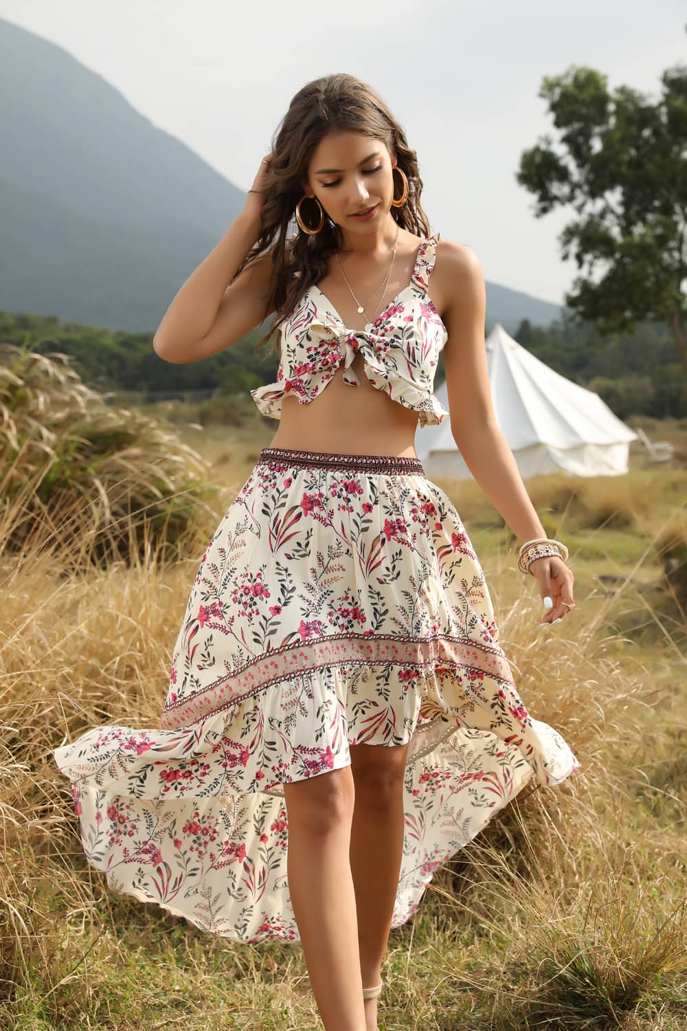 Spring and summer casual printing two-piece Ivory / L | IFAUN