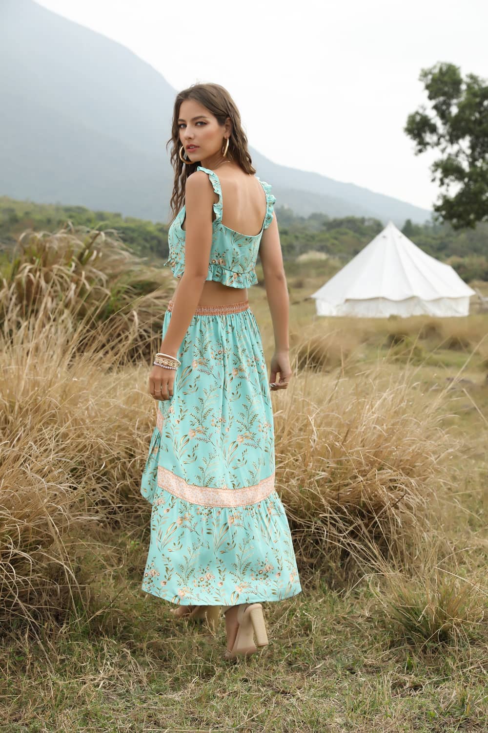 Spring and summer casual printing two-piece Green / XL | IFAUN