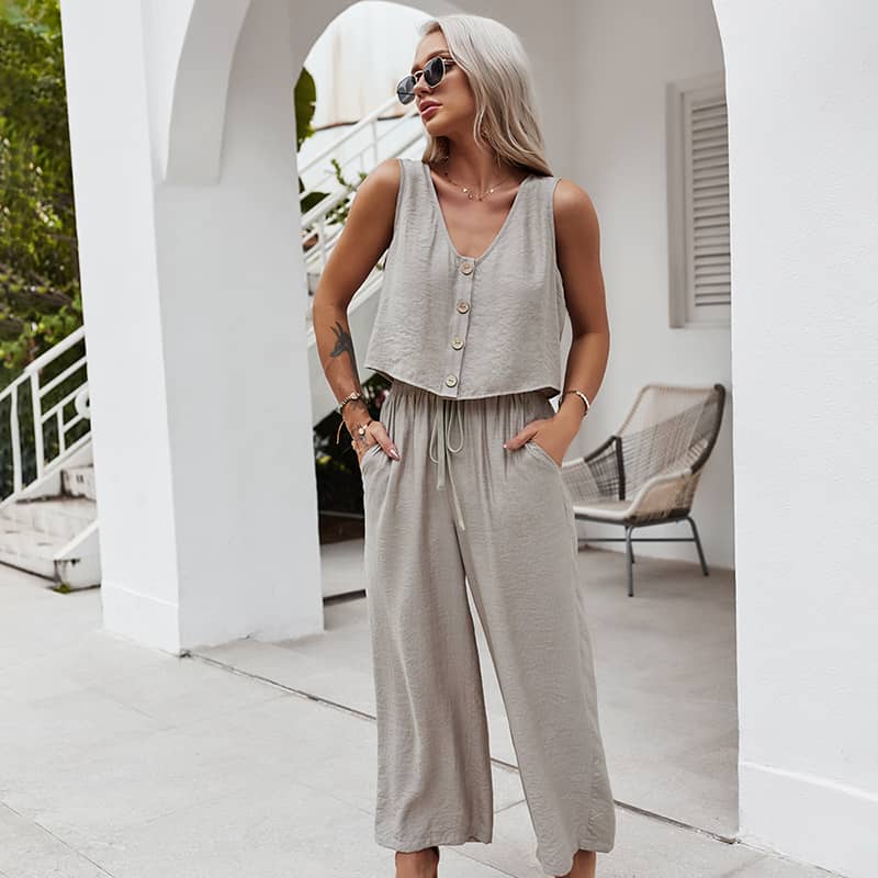 Spring and summer women's casual all-match suit Khaki / S | IFAUN