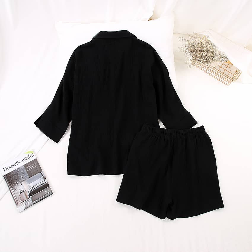 Women's cardigan shorts cotton two-piece suit  | IFAUN