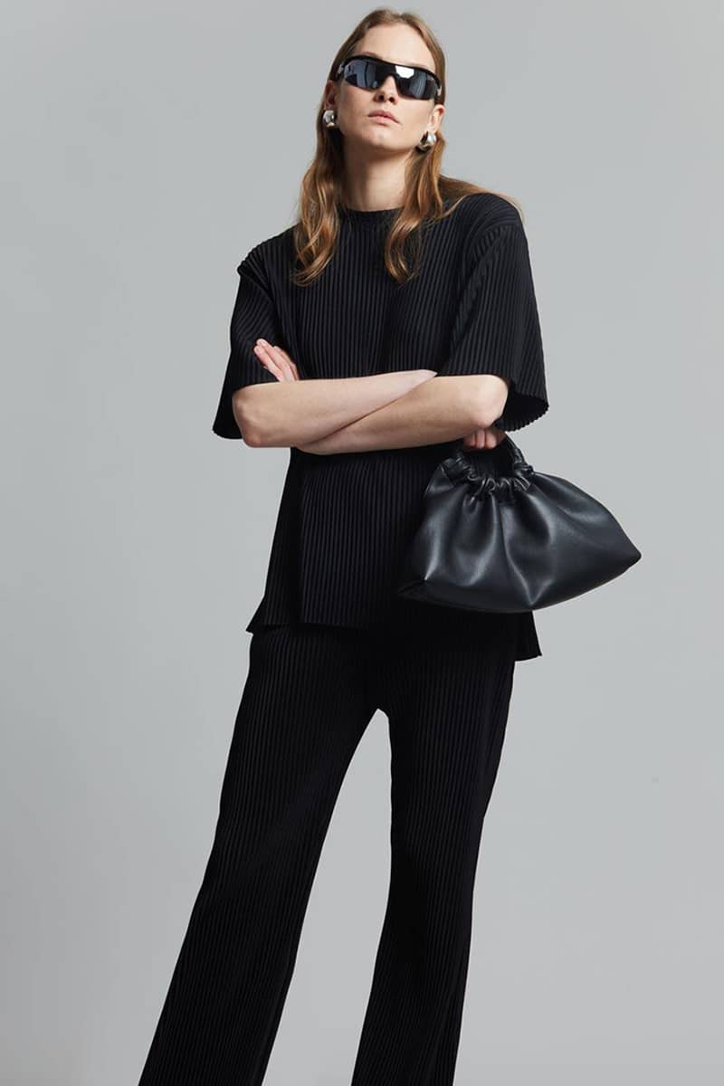 Women's T-shirt + wide-leg trousers casual suit Black / L | IFAUN