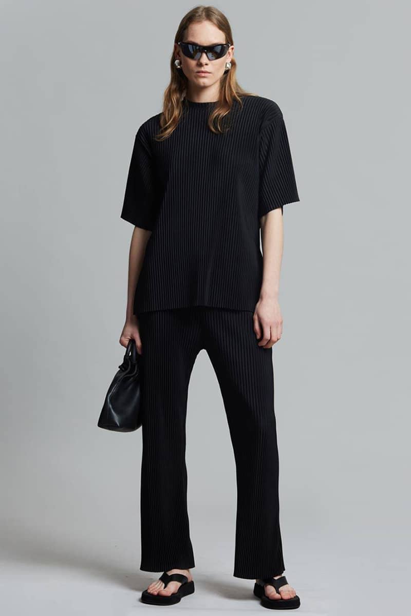 Women's T-shirt + wide-leg trousers casual suit Black / M | IFAUN