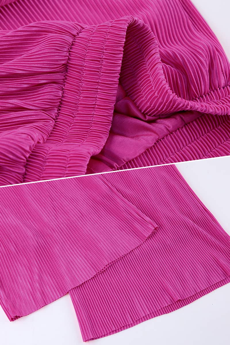 Lazy style pleated 2-piece suit for women