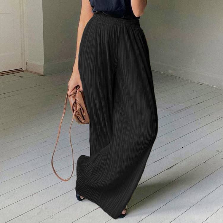 Lazy style pleated 2-piece suit for women