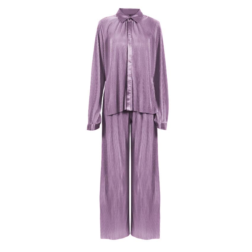 Lazy style pleated 2-piece suit for women