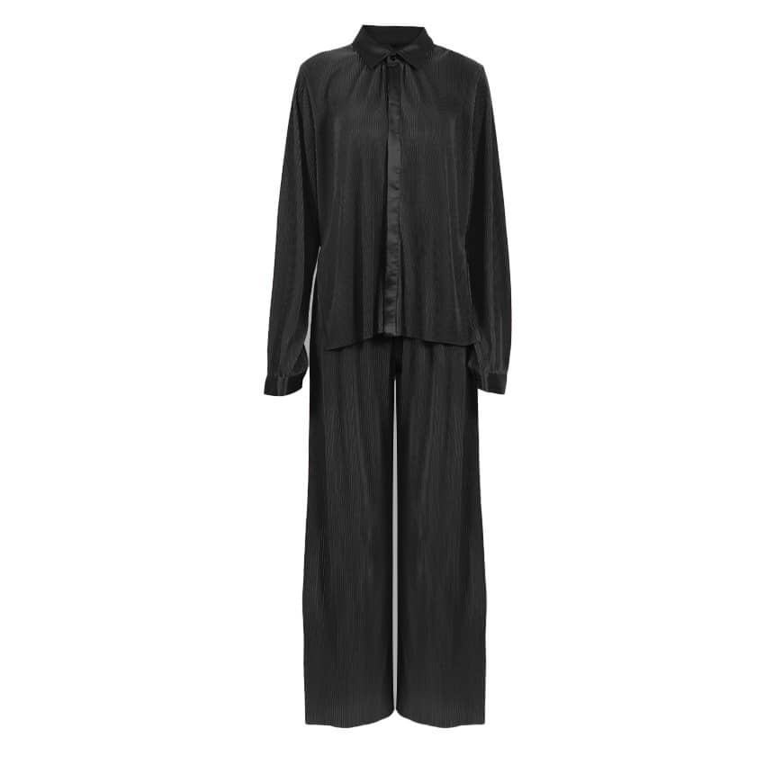 Lazy style pleated 2-piece suit for women