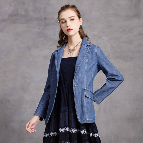 Women's fashion retro cardigan casual small suit jacket S | IFAUN