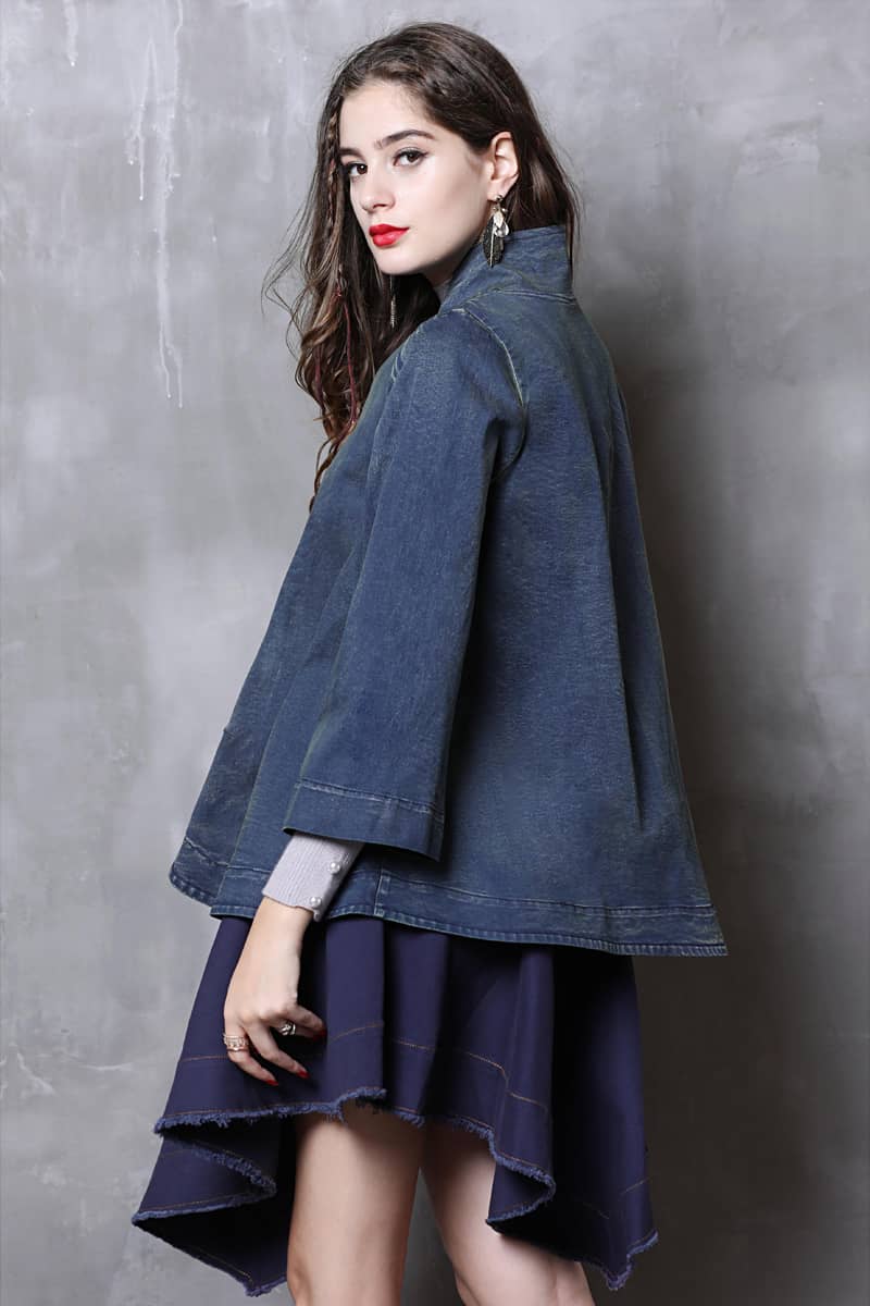 Denim jacket 3/4 sleeves outerwear women