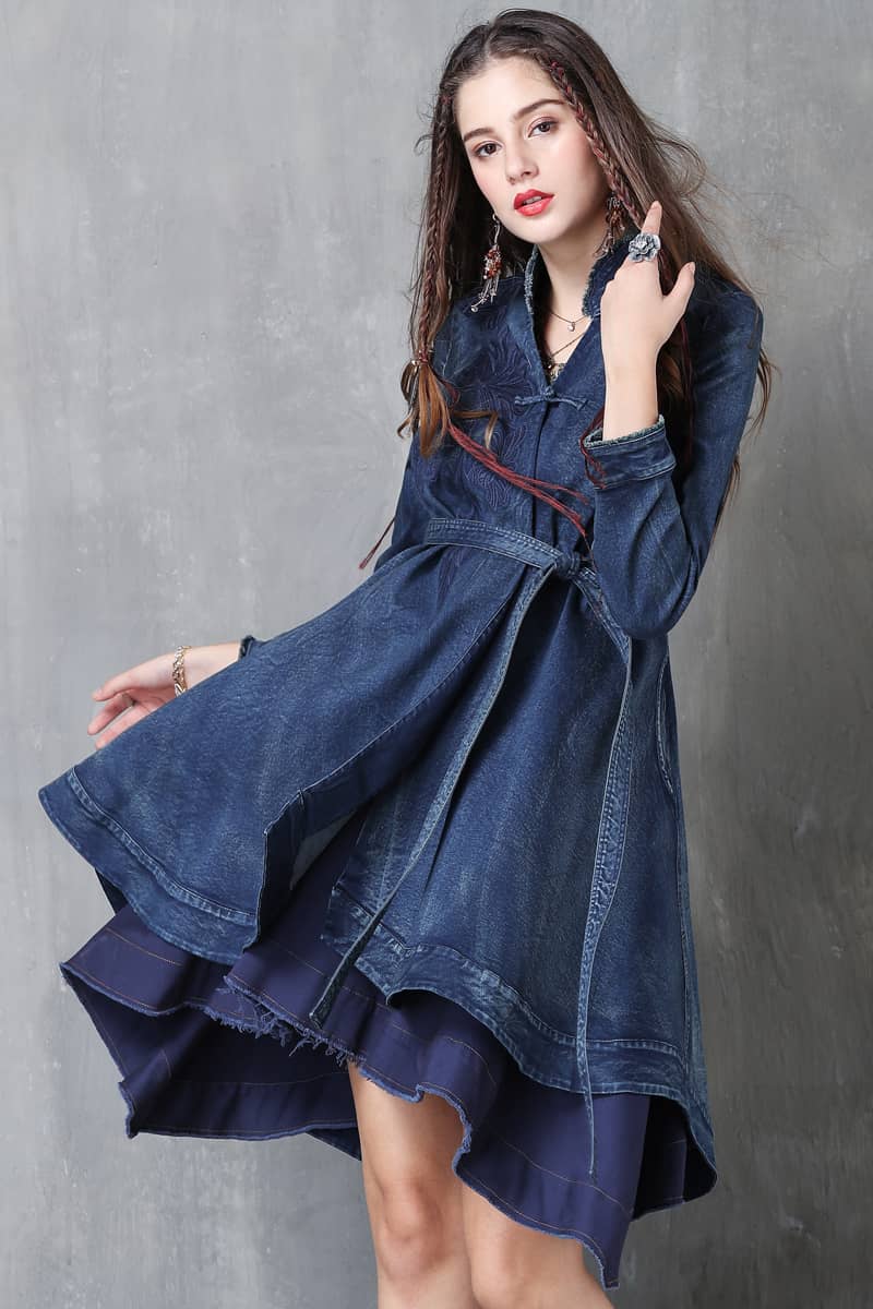 Irregular denim coat women