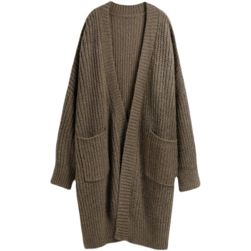 Coarse wool slouchy sweater cardigan