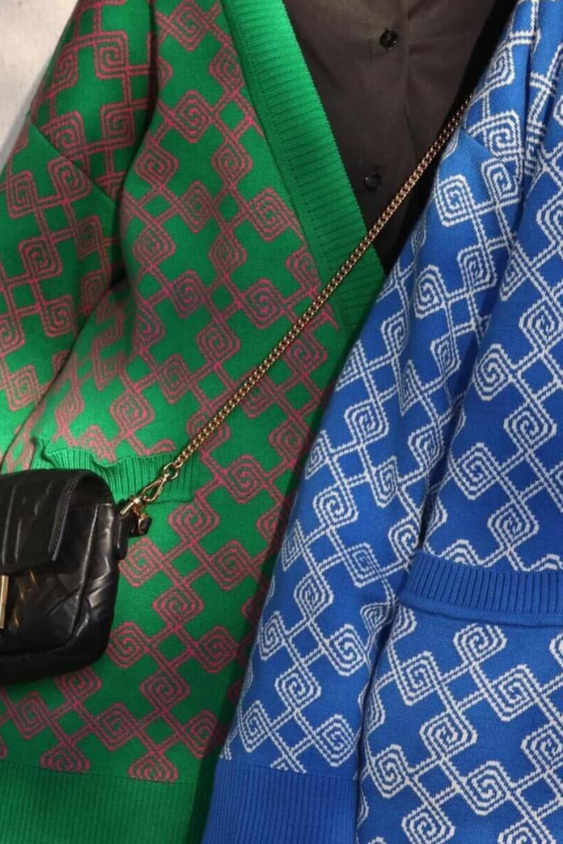 Sweater cardigan jacquard mid-length cardigan