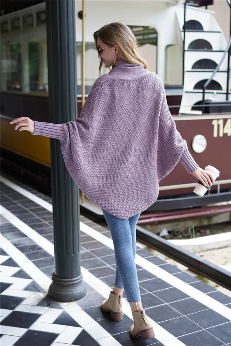 Dolman sleeve plus size long knitted sweater cardigan