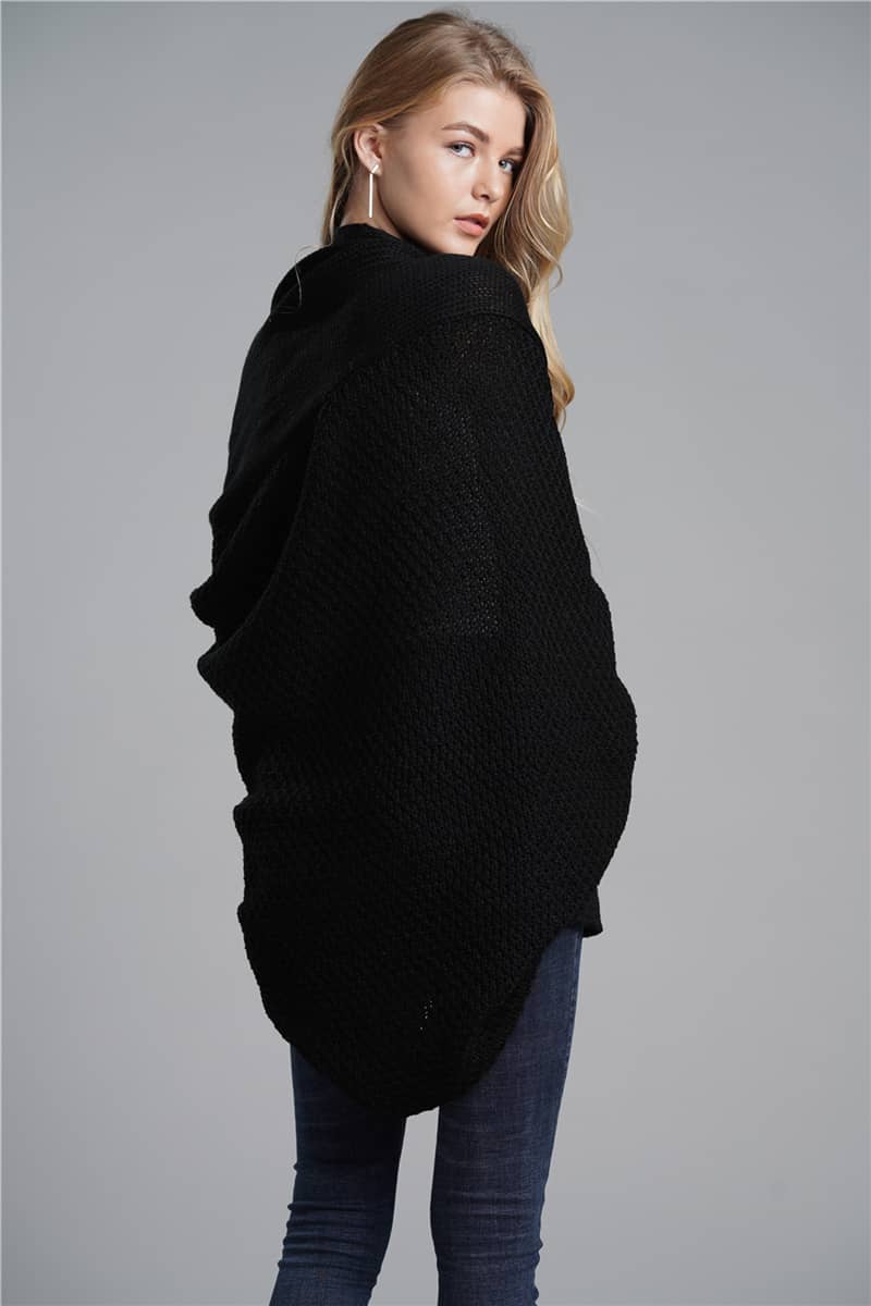 Dolman sleeve plus size long knitted sweater cardigan
