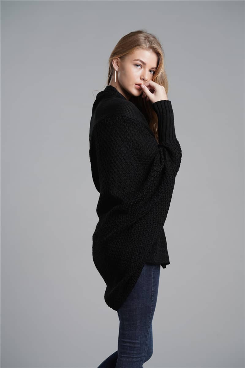 Dolman sleeve plus size long knitted sweater cardigan