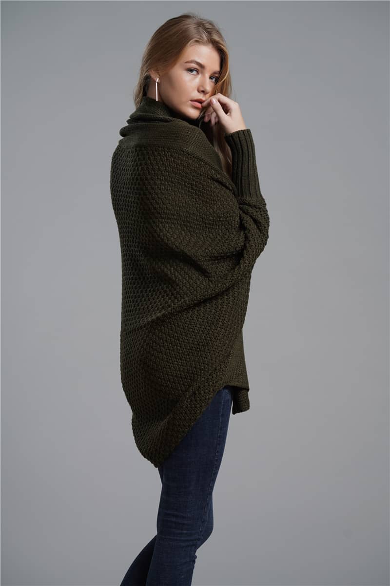 Dolman sleeve plus size long knitted sweater cardigan