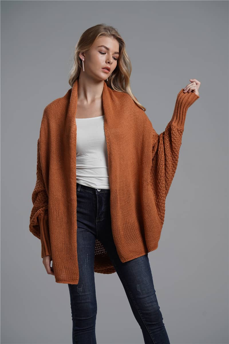 Women's cardigan sweater dolman sleeve knitted coat