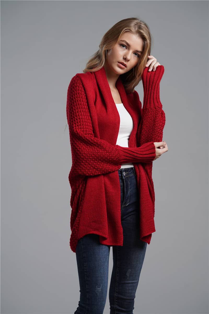 Women's cardigan sweater dolman sleeve knitted coat