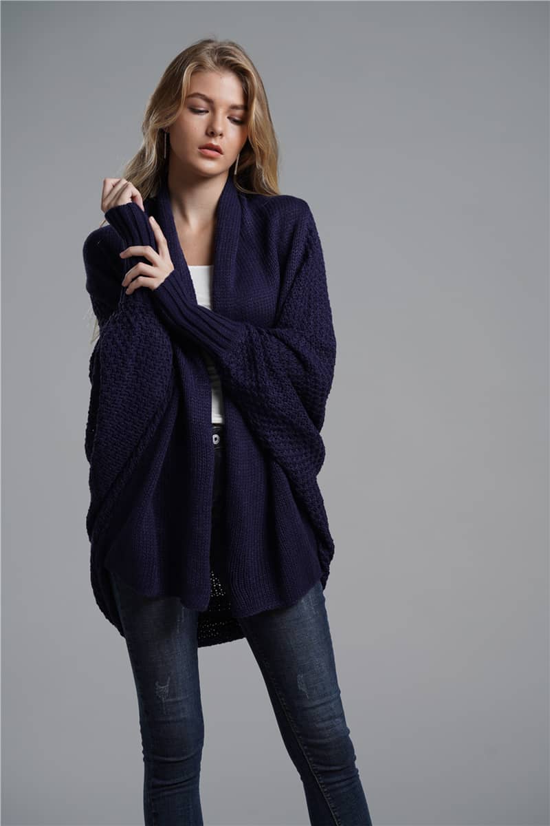 Women's cardigan sweater dolman sleeve knitted coat