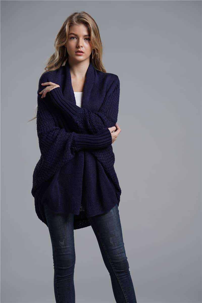 Women's cardigan sweater dolman sleeve knitted coat