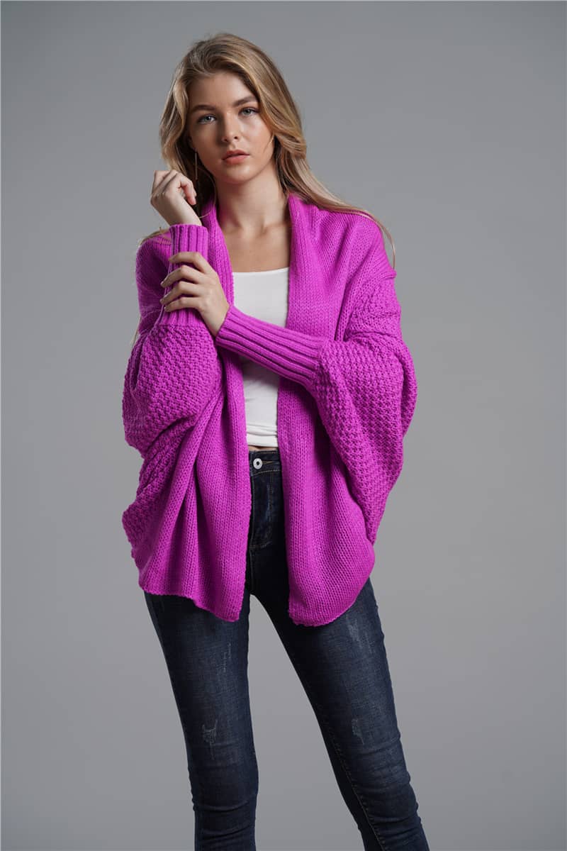 Women's cardigan sweater dolman sleeve knitted coat