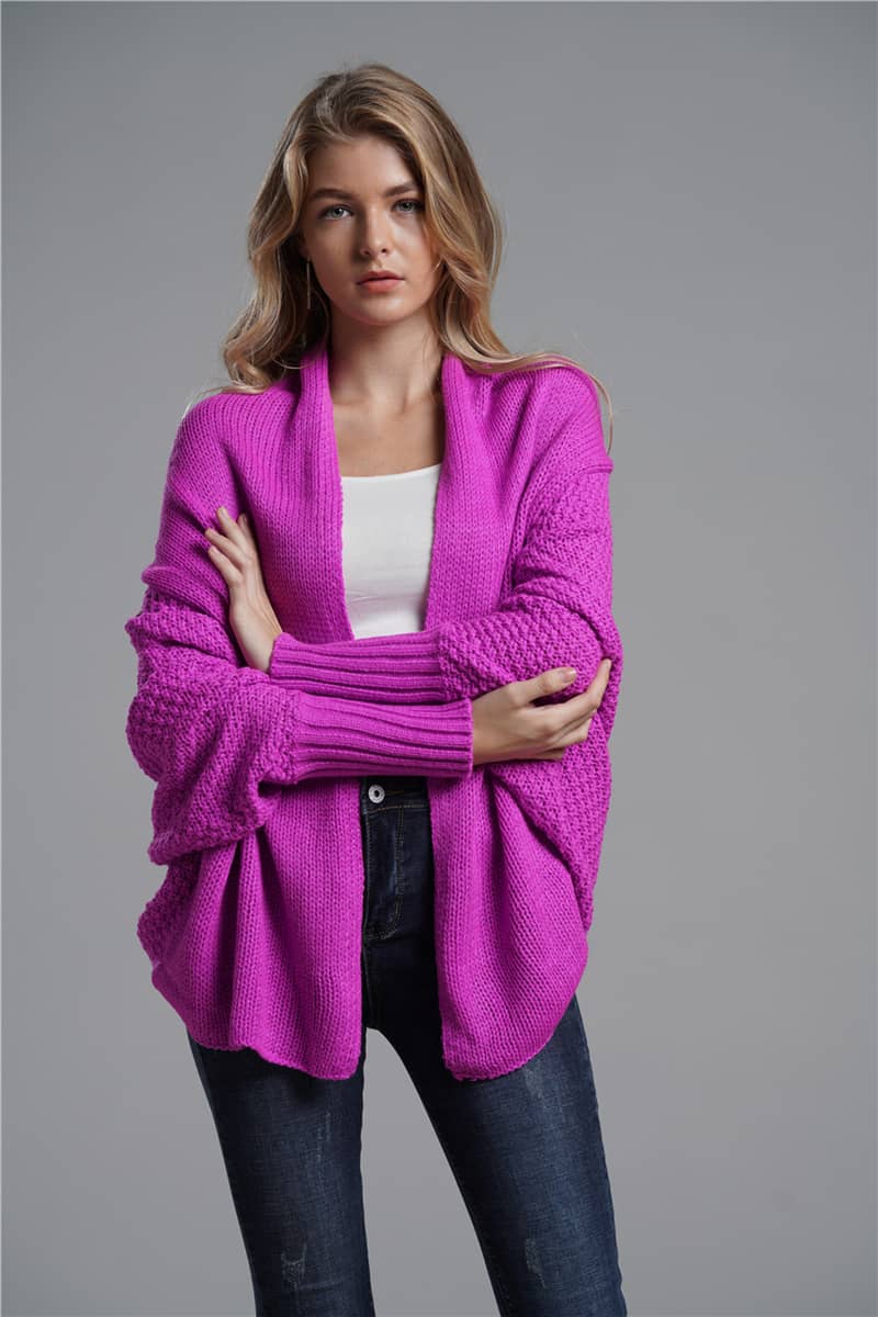 Women's cardigan sweater dolman sleeve knitted coat