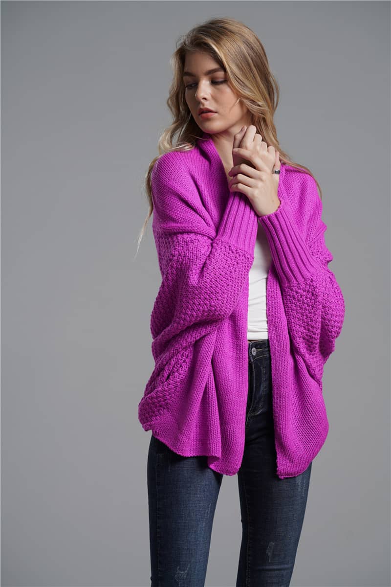 Women's cardigan sweater dolman sleeve knitted coat