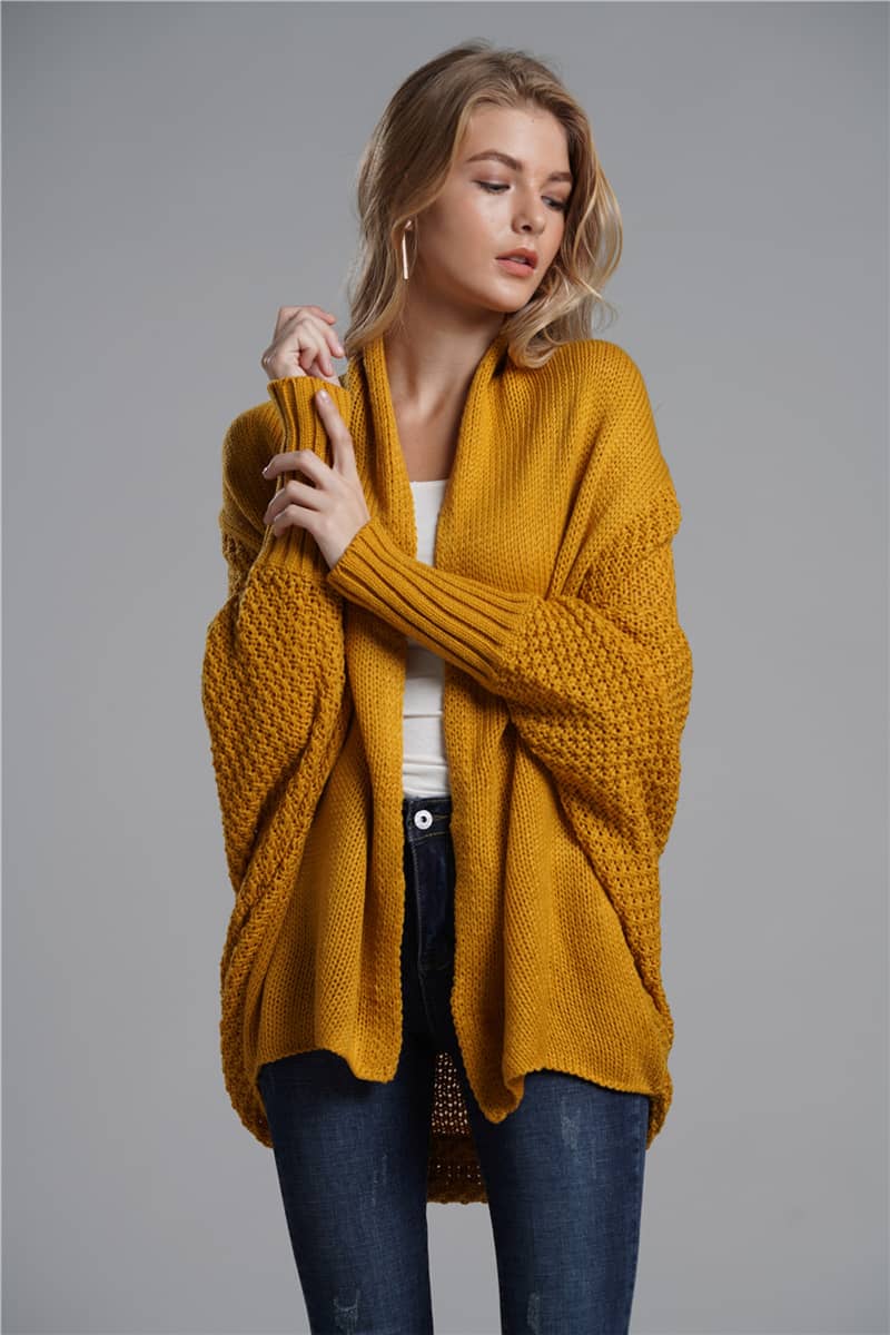 Women's cardigan sweater dolman sleeve knitted coat