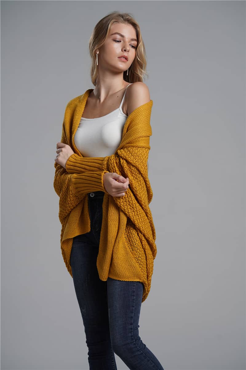 Women's cardigan sweater dolman sleeve knitted coat