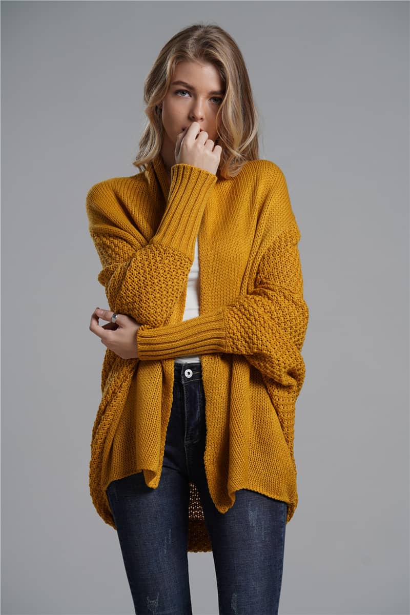 Women's cardigan sweater dolman sleeve knitted coat