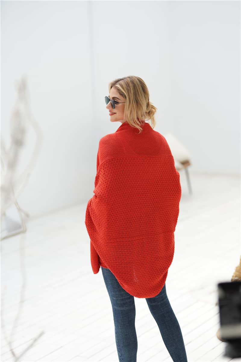Women's cardigan sweater dolman sleeve knitted coat