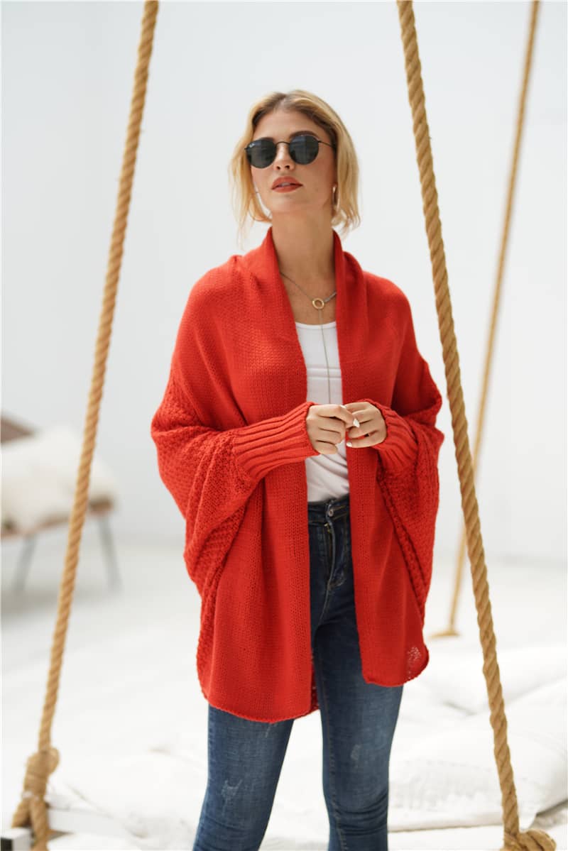 Women's cardigan sweater dolman sleeve knitted coat