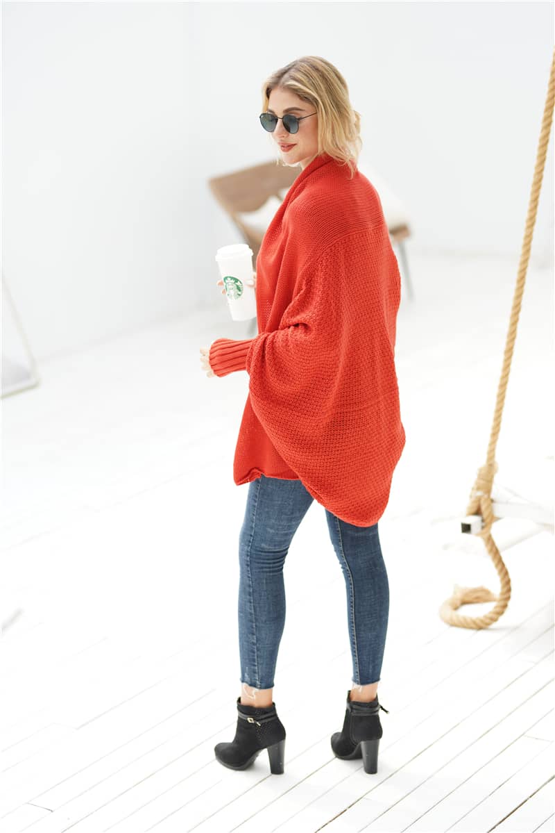 Women's cardigan sweater dolman sleeve knitted coat