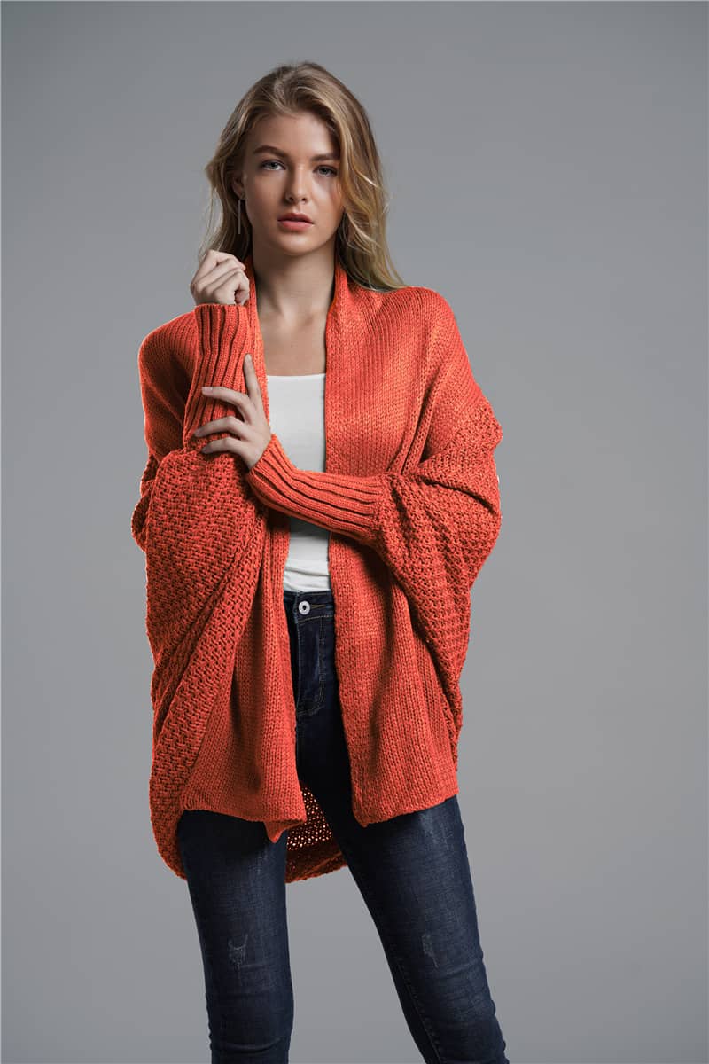 Women's cardigan sweater dolman sleeve knitted coat