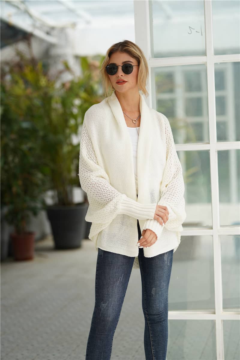 Women's cardigan sweater dolman sleeve knitted coat