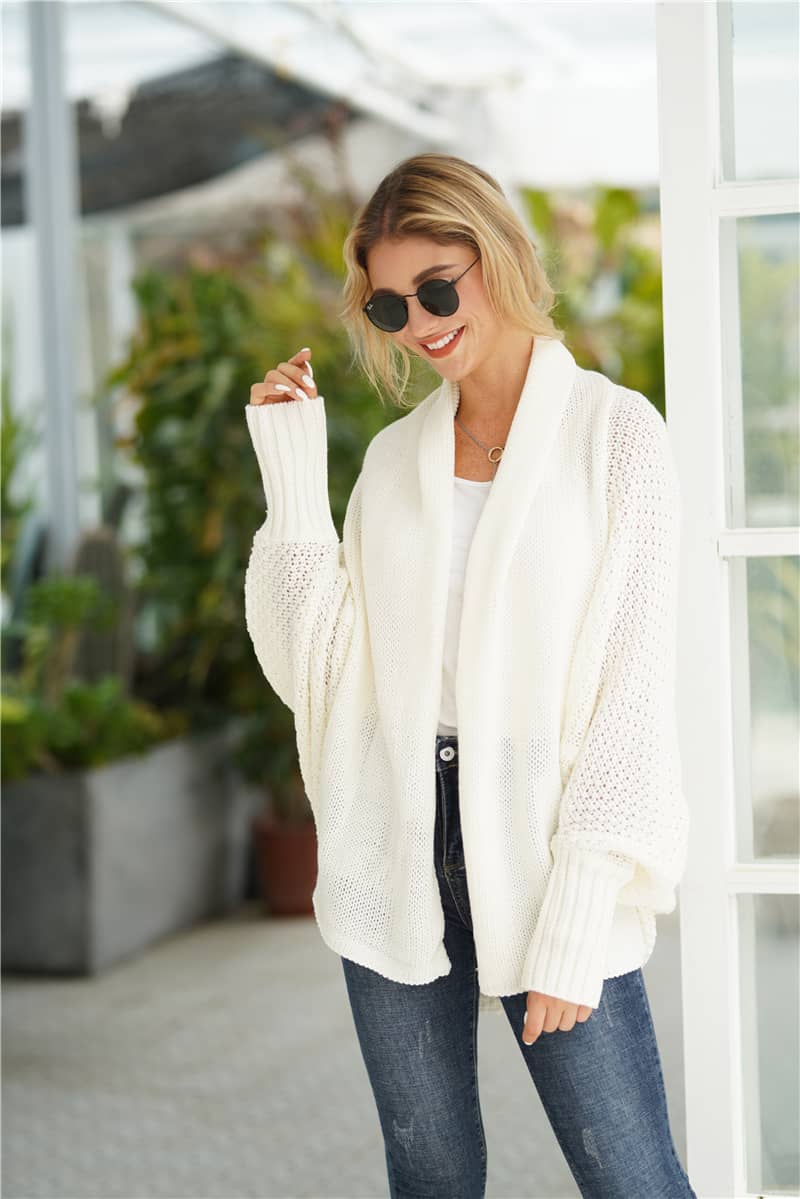 Women's cardigan sweater dolman sleeve knitted coat