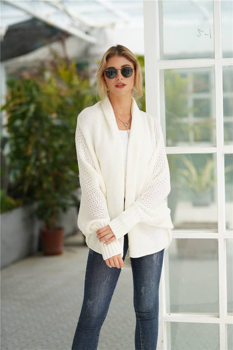 Women's cardigan sweater dolman sleeve knitted coat