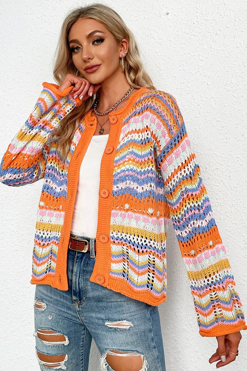 Rainbow Stripe Cardigan Sweater