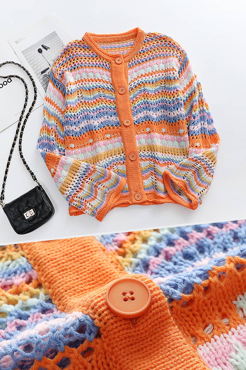 Rainbow Stripe Cardigan Sweater
