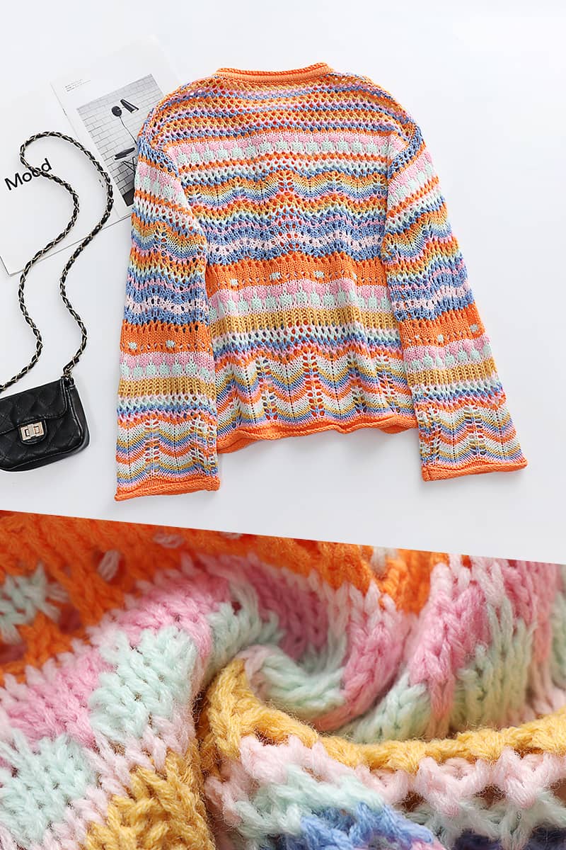 Rainbow Stripe Cardigan Sweater