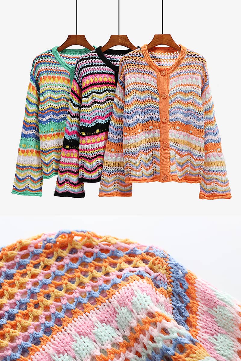 Rainbow Stripe Cardigan Sweater