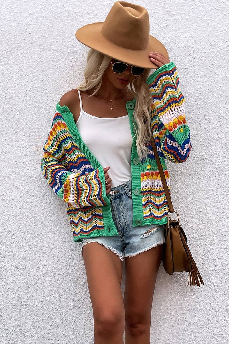 Rainbow Stripe Cardigan Sweater