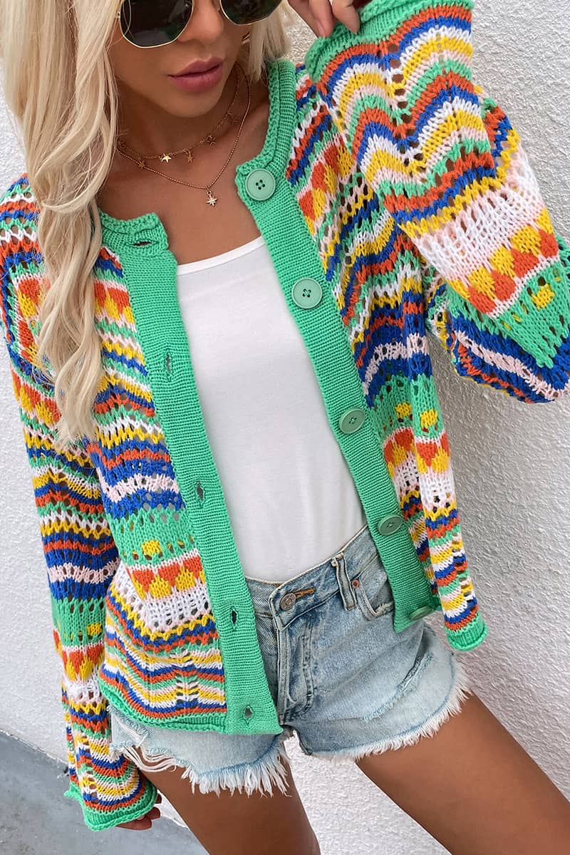 Rainbow Stripe Cardigan Sweater