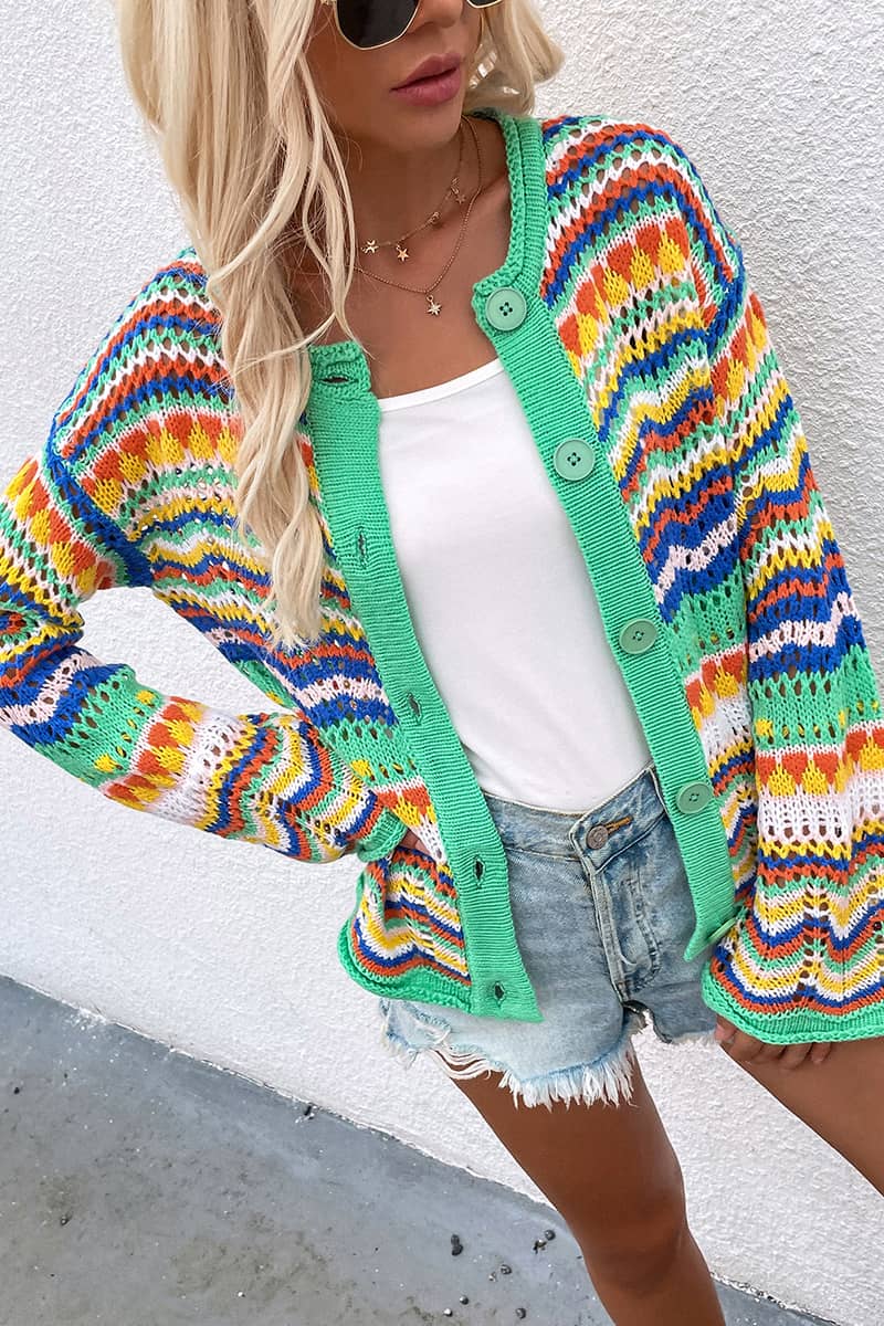 Rainbow Stripe Cardigan Sweater