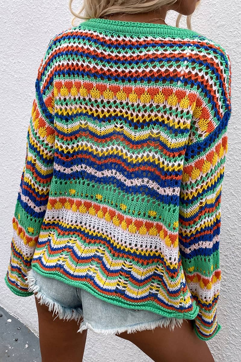 Rainbow Stripe Cardigan Sweater