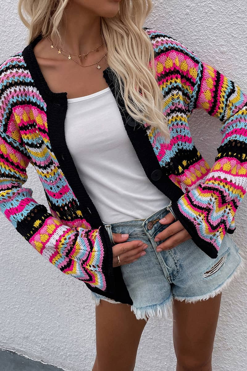 Rainbow Stripe Cardigan Sweater
