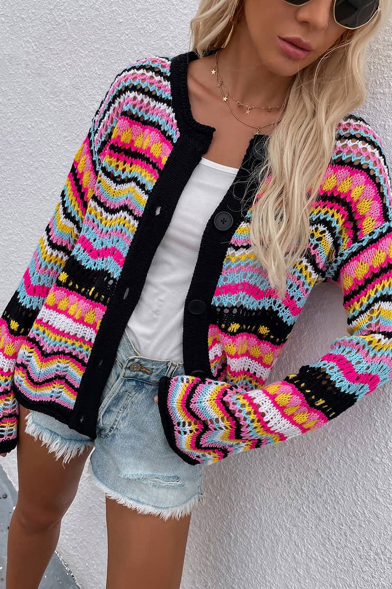 Rainbow Stripe Cardigan Sweater
